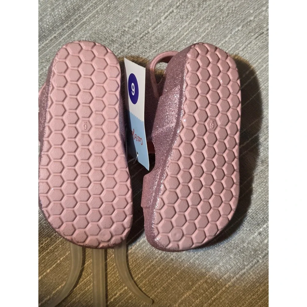 Cat & Jack Toddler Girls Ade Pink Glitter Double Strap Sandals Size 6 NWT